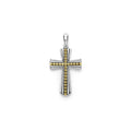 18K gold Caviar beading accented by sterling silver forms this statement cross amulet.