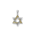 18K gold and sterling silver form this intricate Star of David amulet. Wear it proudly as a symbol of faith, style, and tradition.