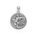 sterling silver lion design with Caviar beading on the this Silver Lion Circle Amulet