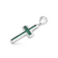 Close-up of emerald accents on the Anthem Sterling Silver Cross Amulet