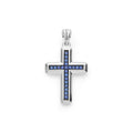 sterling silver cross amulet detailed with blue sapphires