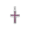 Sterling Silver and Ruby Cross Amulet featuring smooth sterling silver with ruby accents