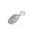 Close-up of sterling silver lion design with Caviar beading on the Anthem Small Silver Lion Circle Amulet, showcasing fine craftsmanship