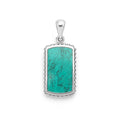 Sterling silver tag amulet with turquoise and Caviar beading, 34 × 14 mm