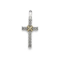 Two-Tone Caviar Beaded Diamond Cross Amulet featuring 18K gold and sterling silver with Caviar beading
