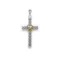 Cross Amulet featuring sterling silver and 18K gold with signature Caviar beading, dimensions 38mm x 22mm