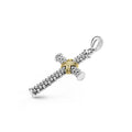 Close-up of sterling silver and 18K gold Caviar beading on the Anthem Two-Tone Cross Amulet