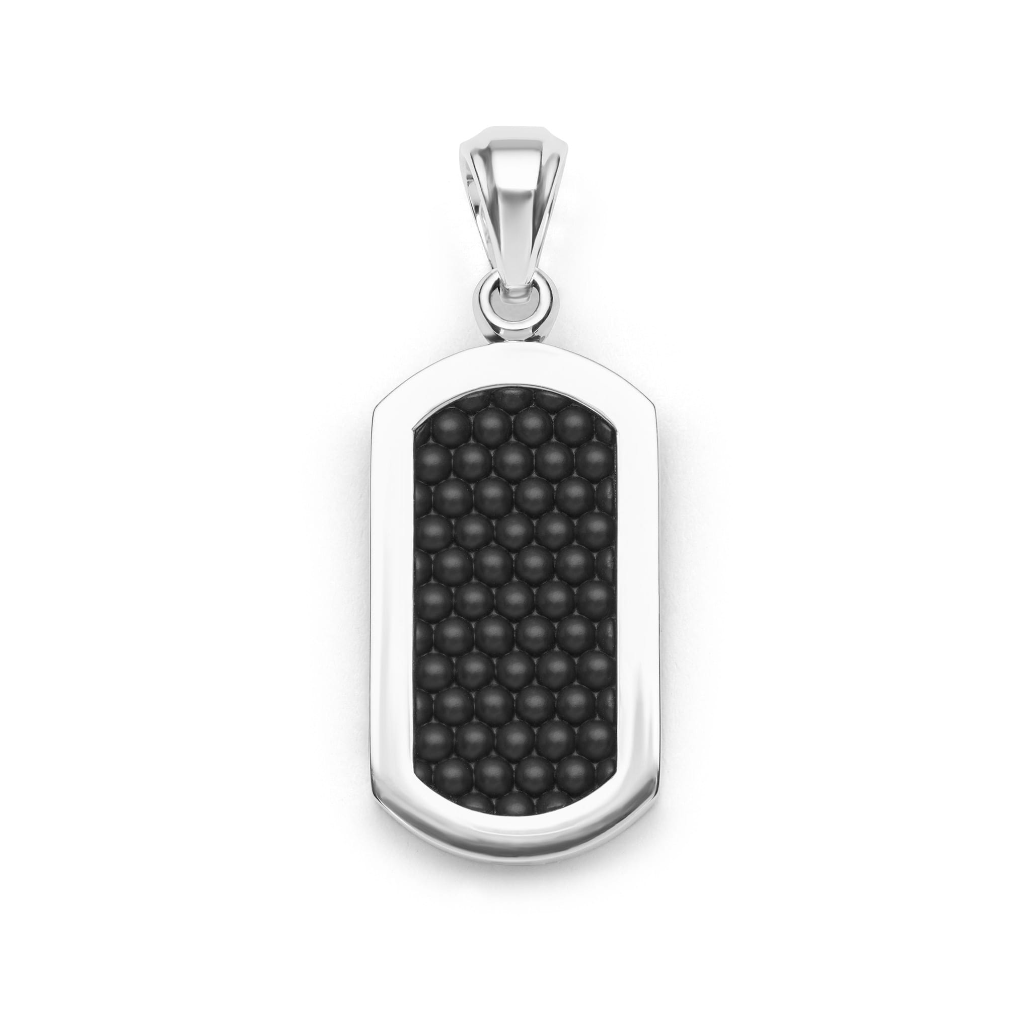 Matte Ceramic Beaded Tag Amulet with Caviar Beading