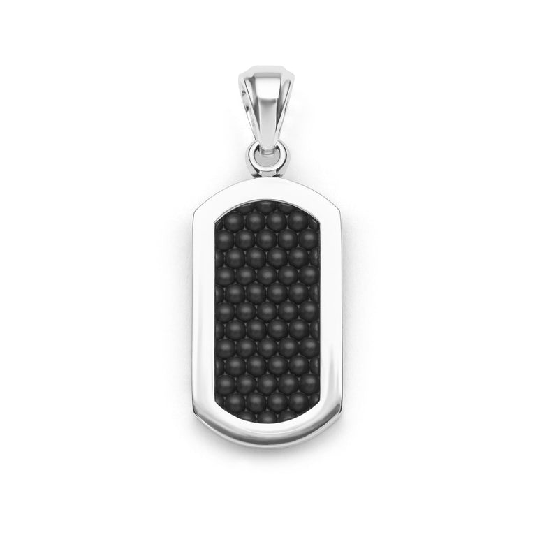 Matte Ceramic Beaded Tag Amulet with Caviar Beading