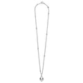 Full view of a sterling silver chain necklace with a bead pendant