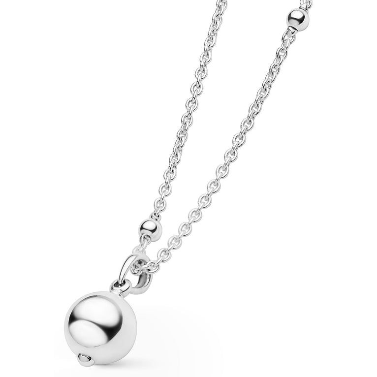 Close up on sterling silver bead pendant