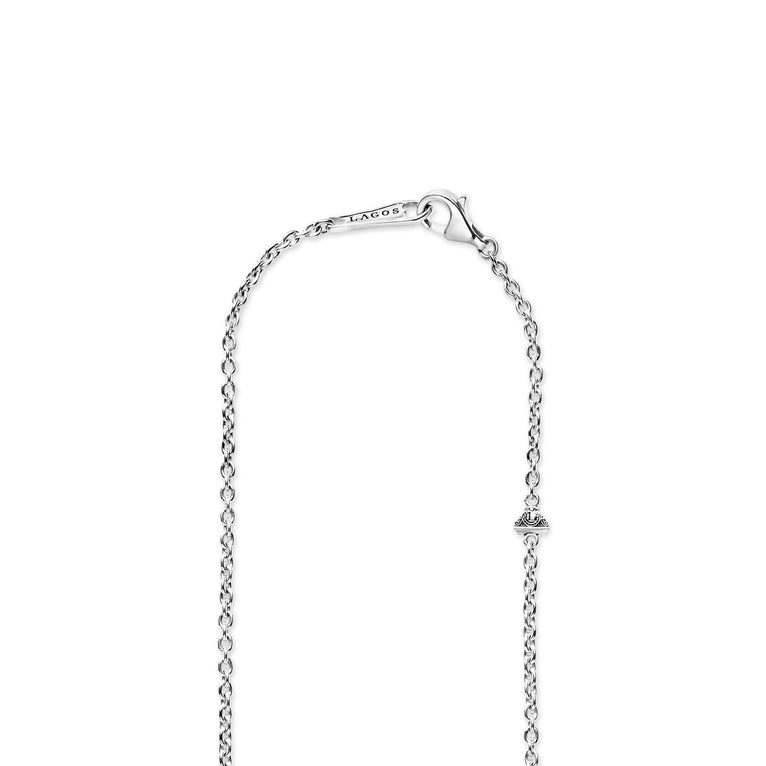 Lobster clasp view of necklace with LAGOS brand engraving
