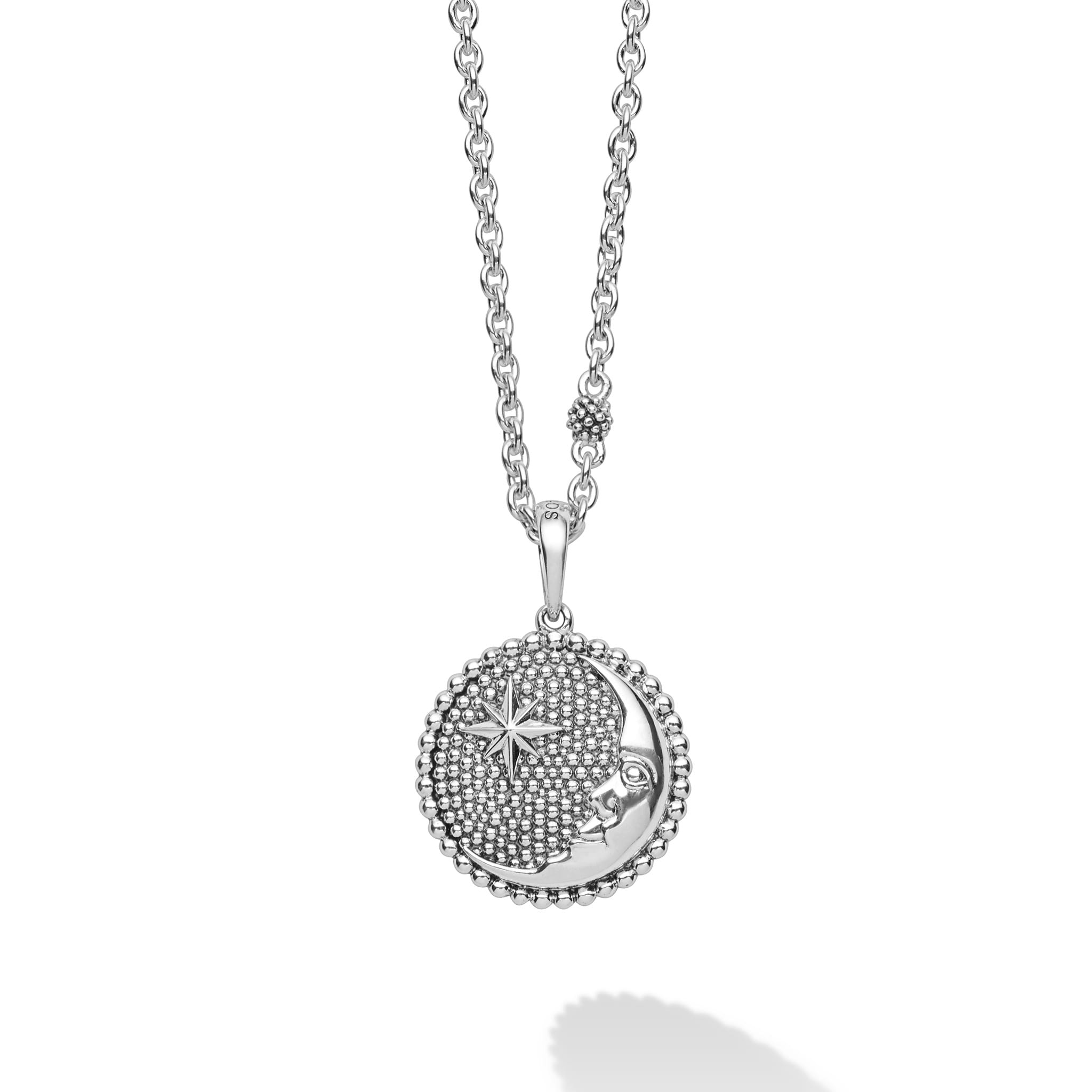 Sterling Silver Moon & Star Pendant Necklace