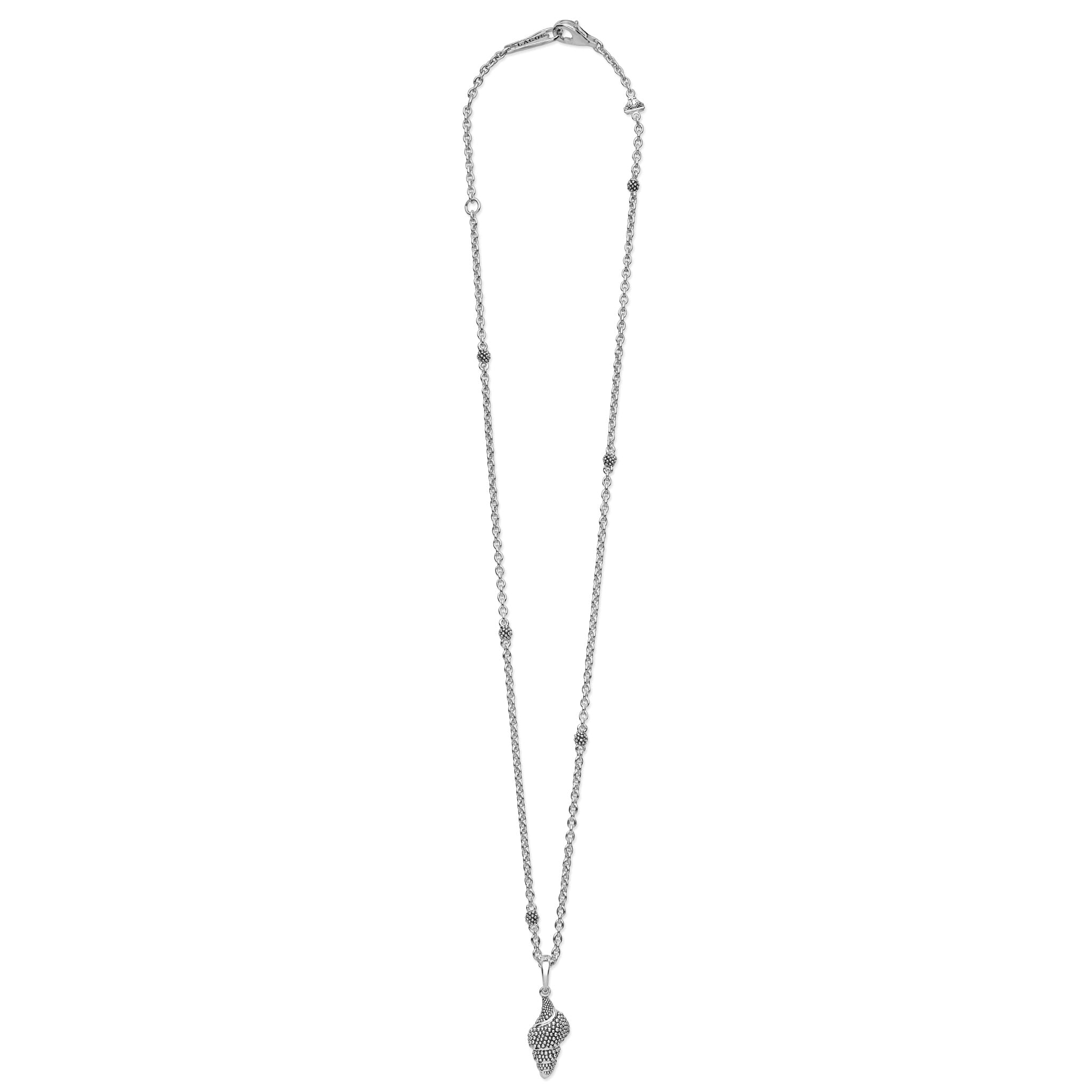 Full view of Sterling Silver Mini Seashell Pendant Necklace