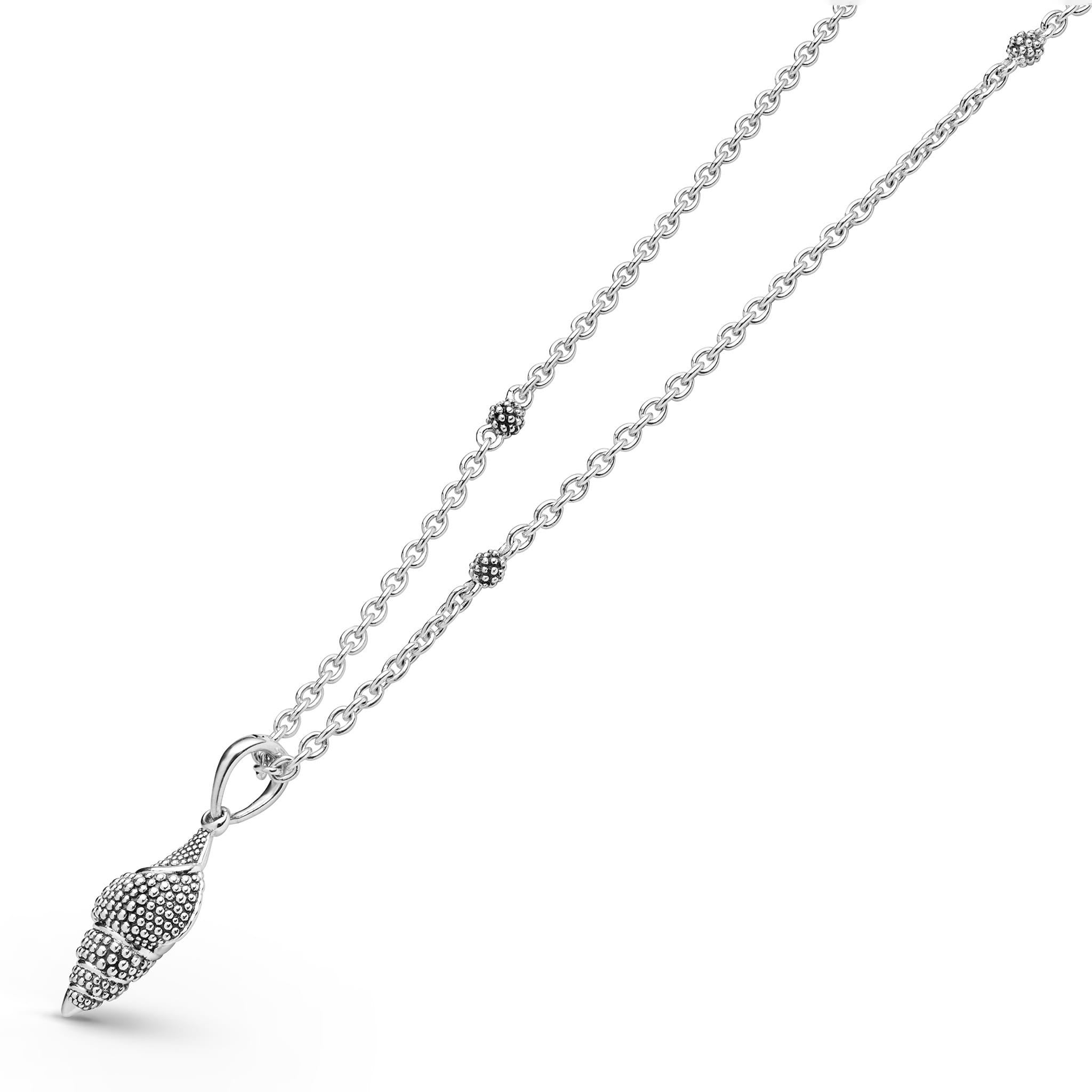Side view of Sterling Silver Mini Seashell Pendant Necklace