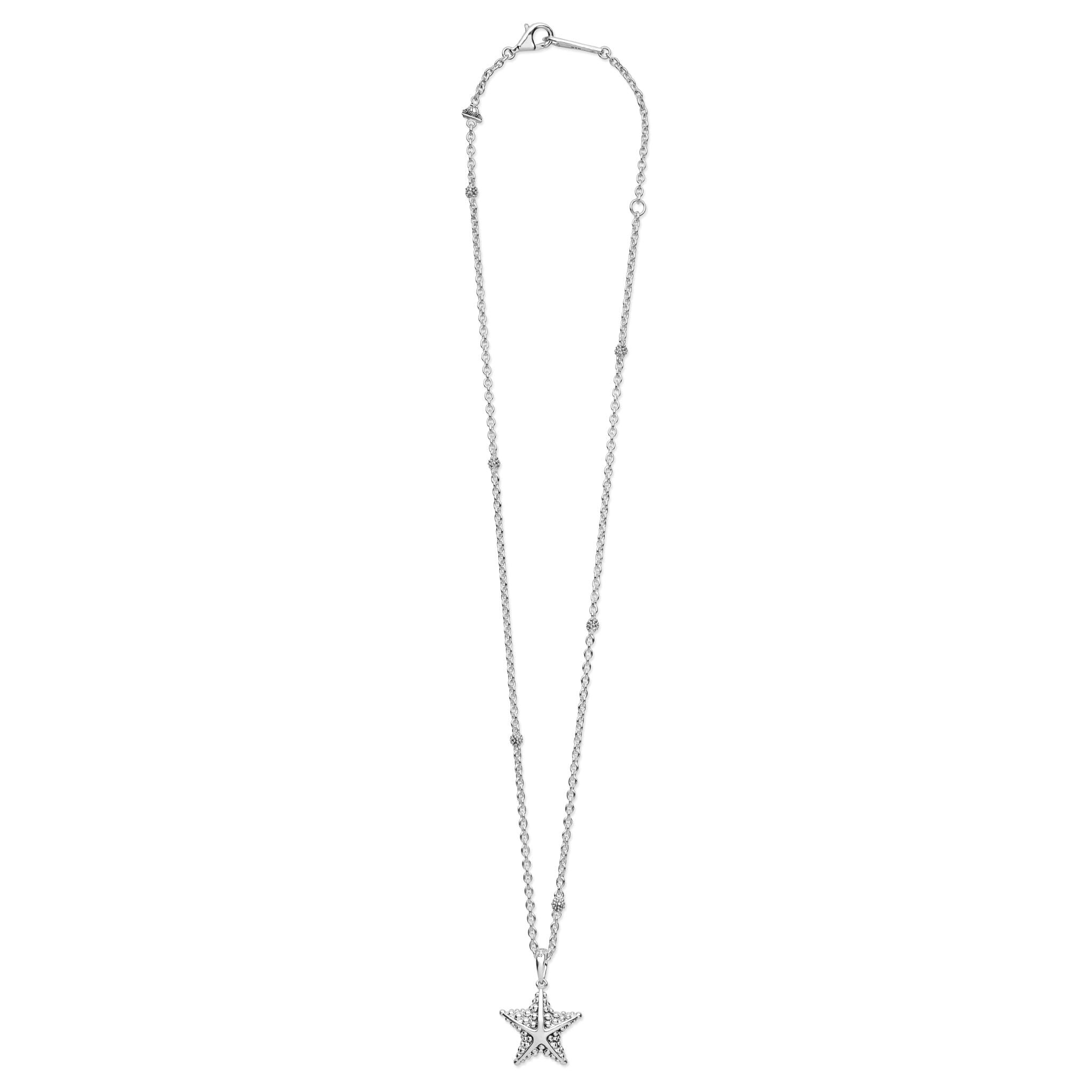 Full view of Sterling Silver Mini Starfish Pendant Necklace