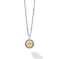 Signature Caviar Two-Tone Diamond Cross Charm Necklace featuring a silver chain, gold bead, and crystal-studded cross medallion, blending elegance with modern craftsmanship.