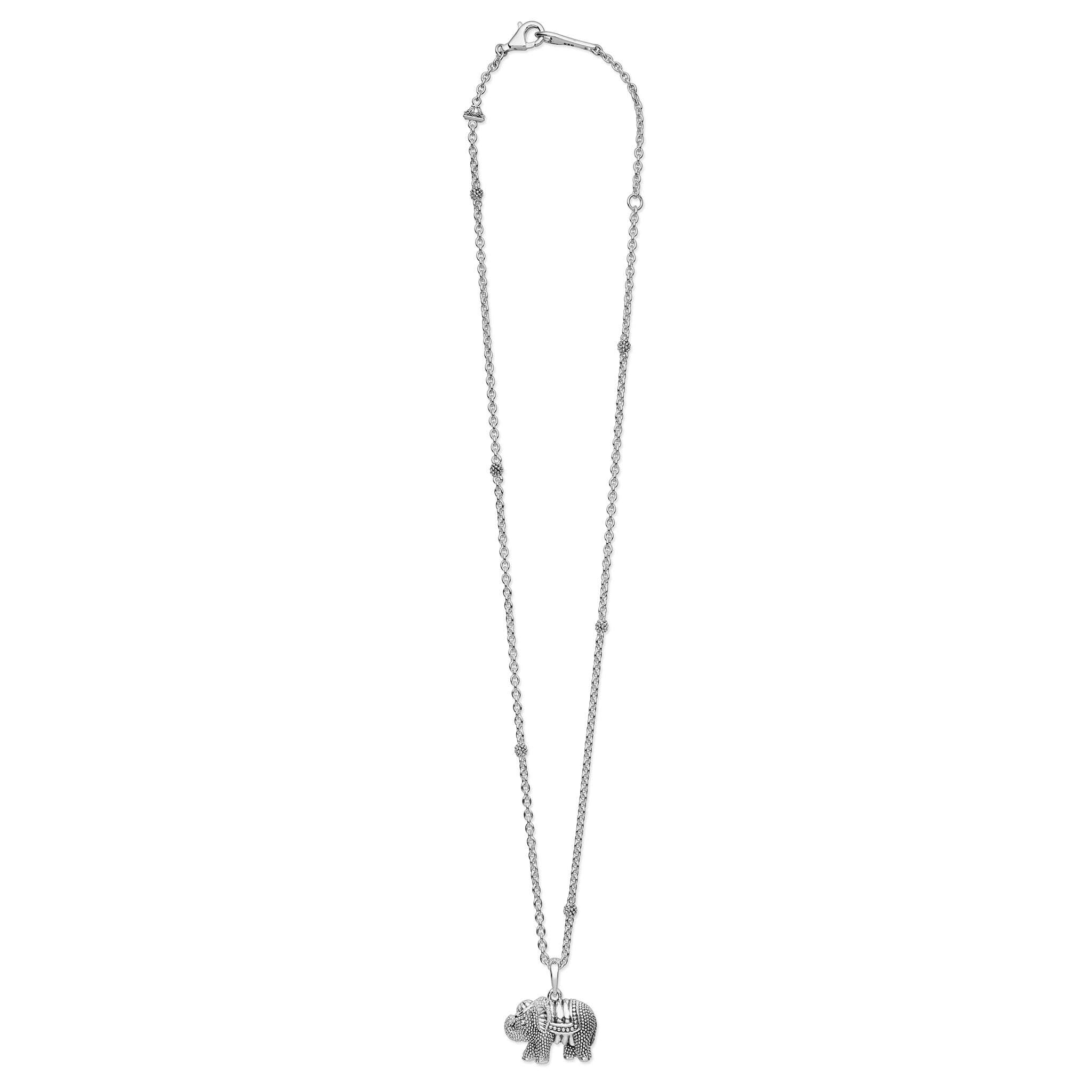 Full view of Sterling Silver Mini Elephant Pendant Necklace