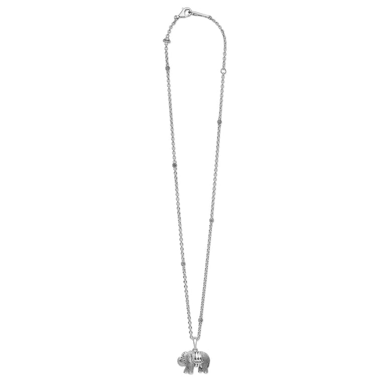 Full view of Sterling Silver Mini Elephant Pendant Necklace
