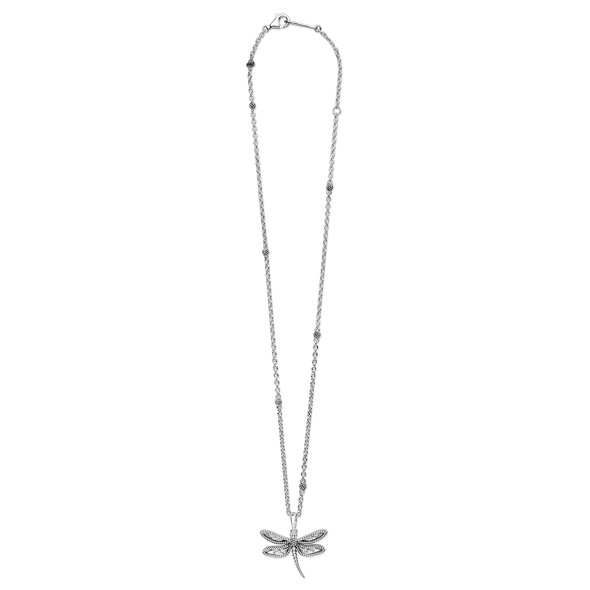 Full view of Sterling Silver Mini Dragon Fly Pendant Necklace