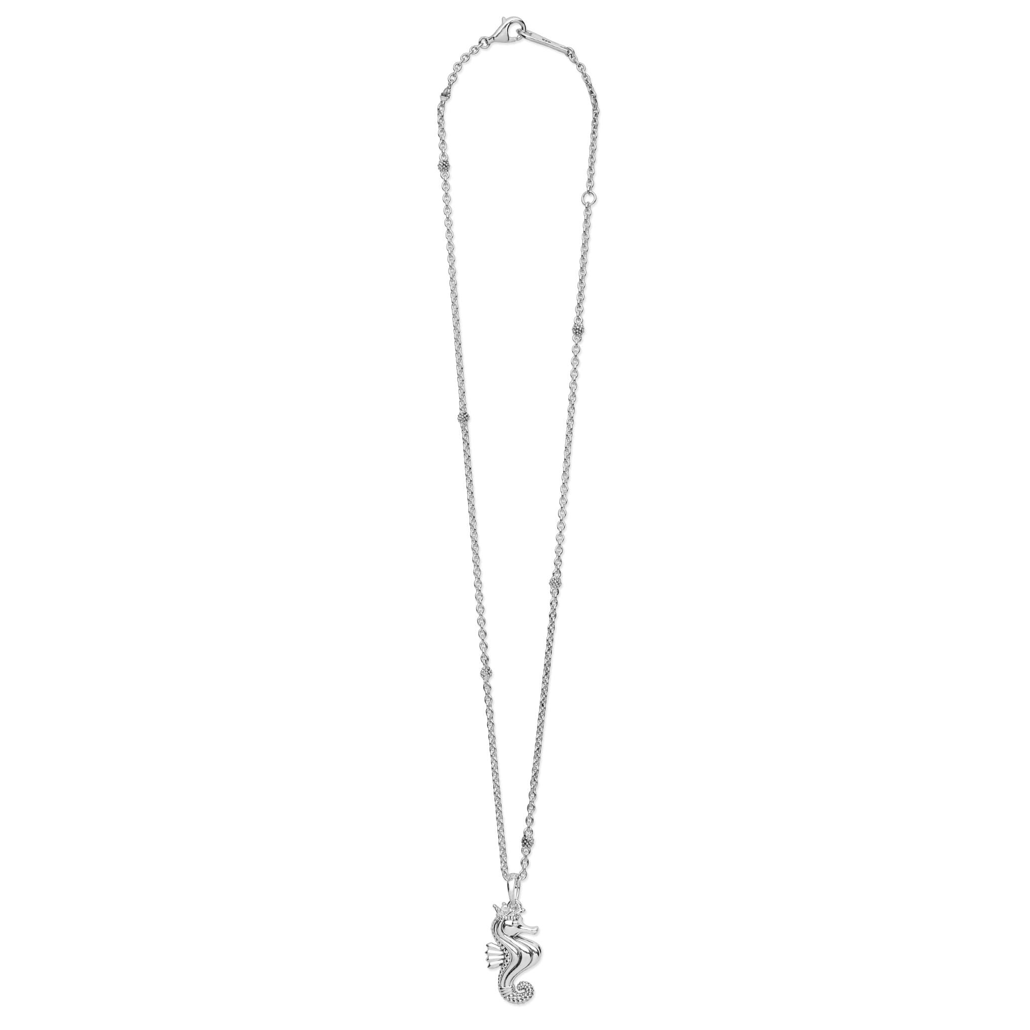 Full view of Sterling Silver Mini Seahorse Pendant Necklace