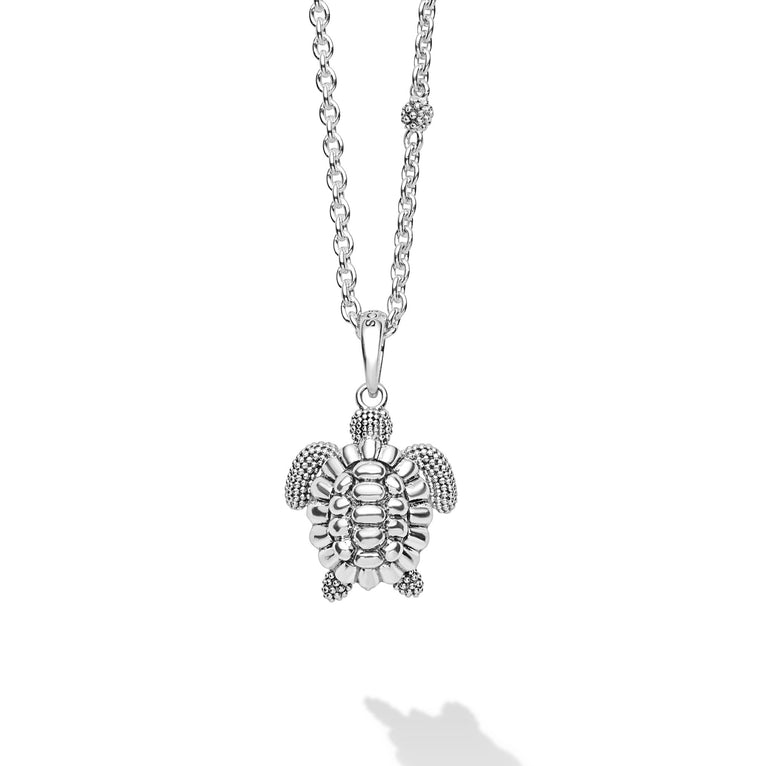 Sterling Silver Mini Sea Turtle Pendant Necklace