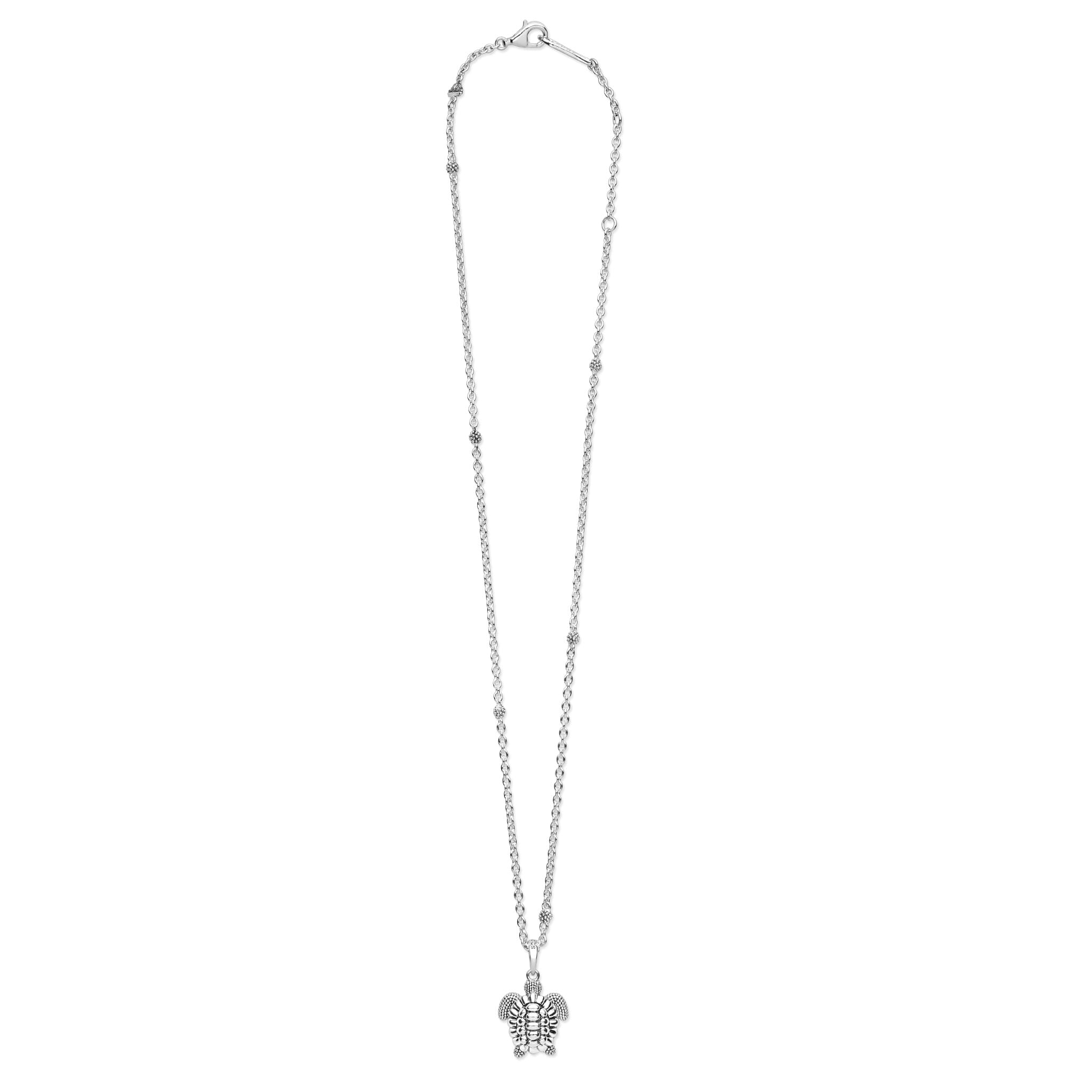 Full view of Sterling Silver Mini Sea Turtle Pendant Necklace