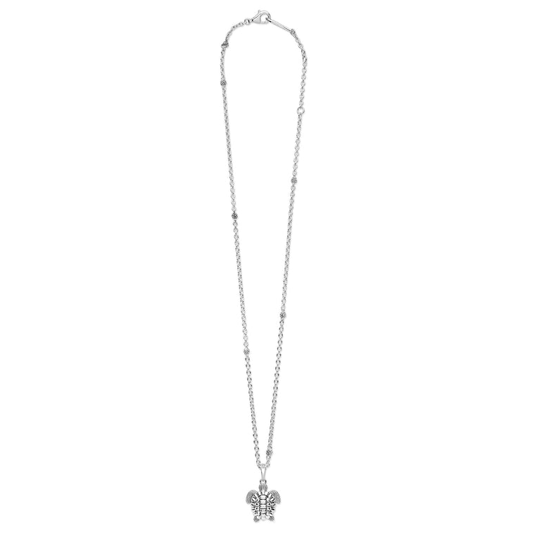 Full view of Sterling Silver Mini Sea Turtle Pendant Necklace