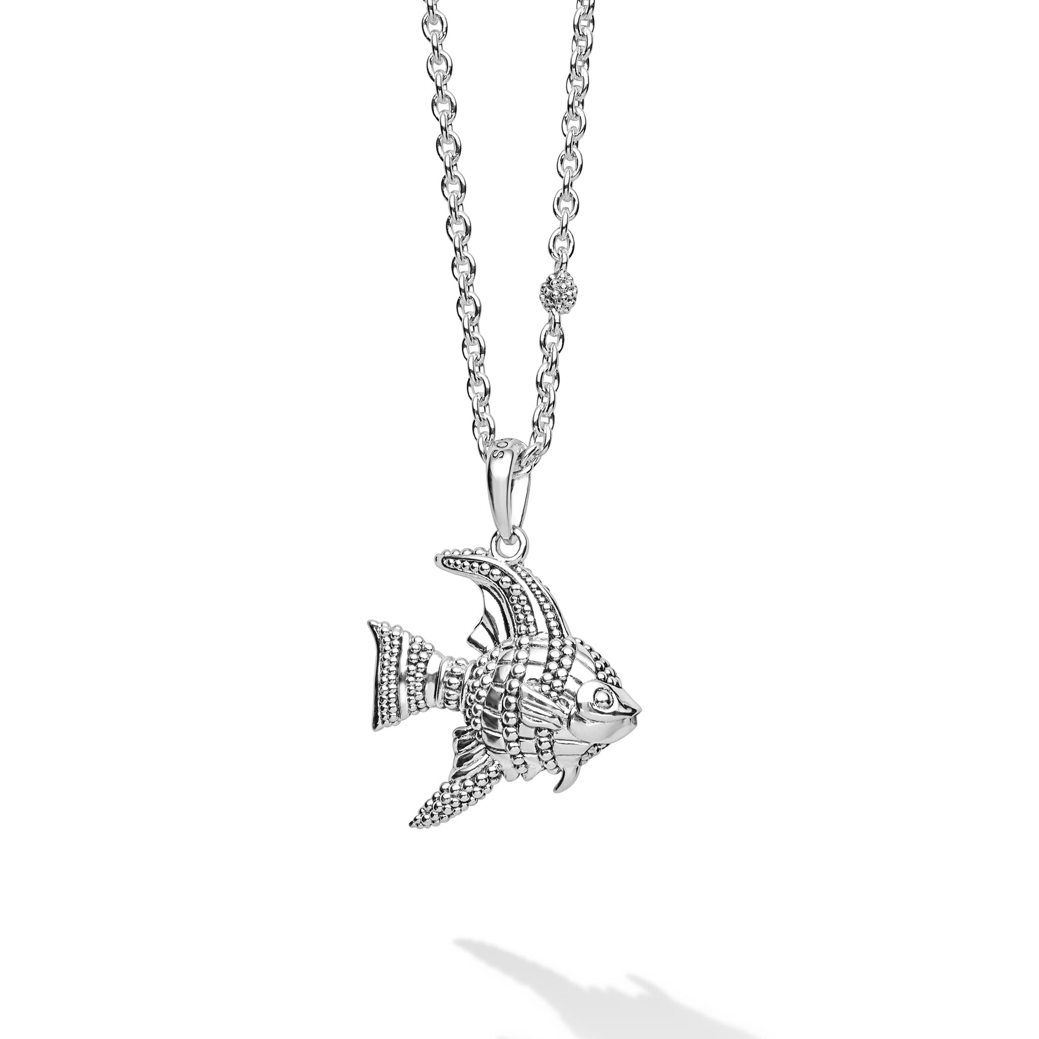 Sterling Silver Mini Angelfish Pendant Necklace