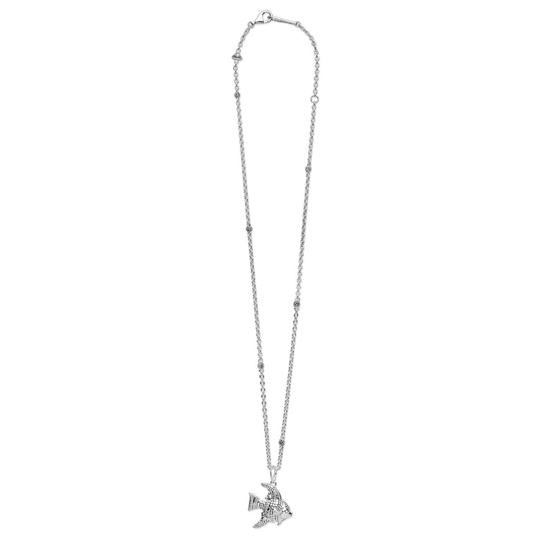 Full view of Sterling Silver Mini Angelfish Pendant Necklace