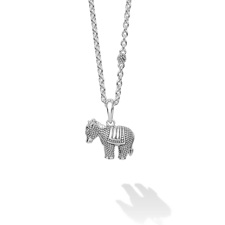 Sterling Silver Mini Donkey Pendant Necklace