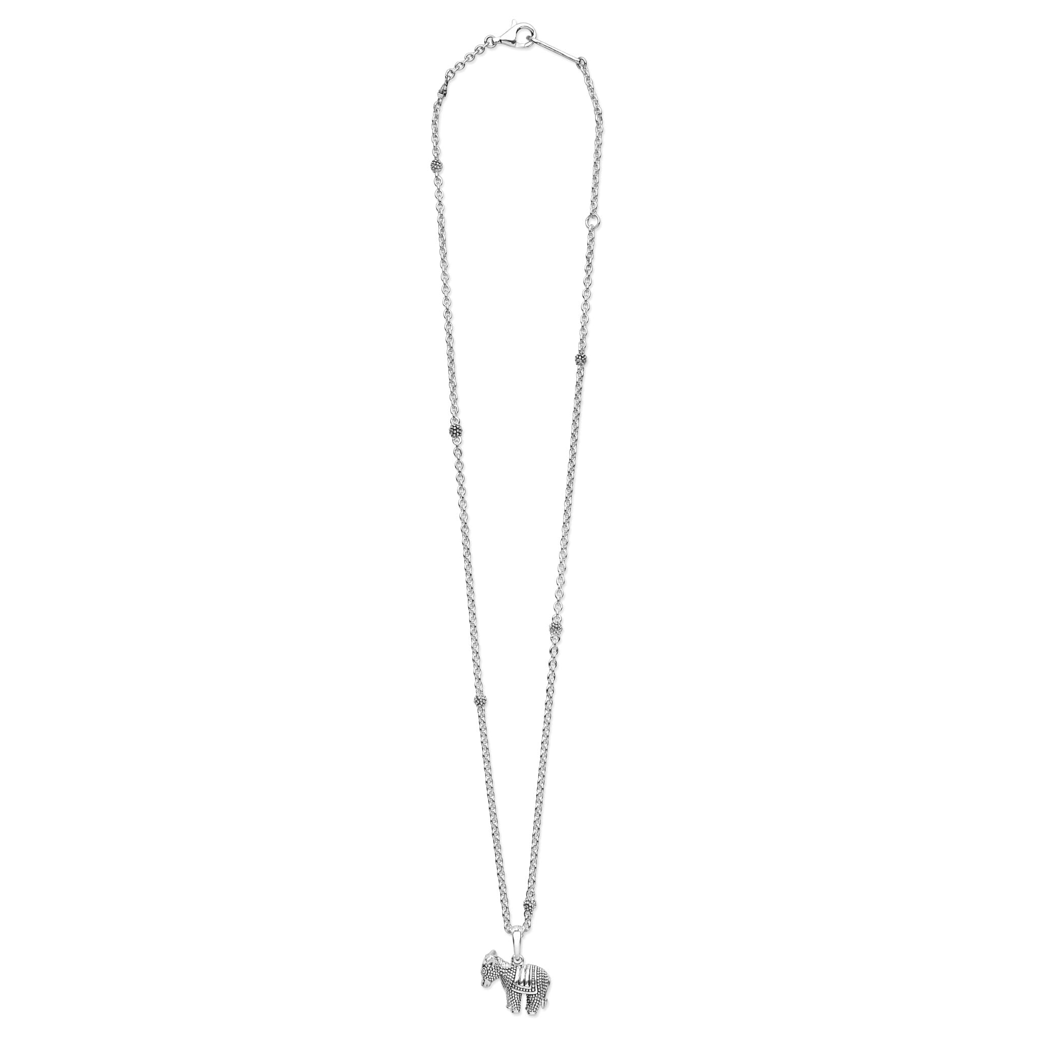 Full view of Sterling Silver Mini Donkey Pendant Necklace