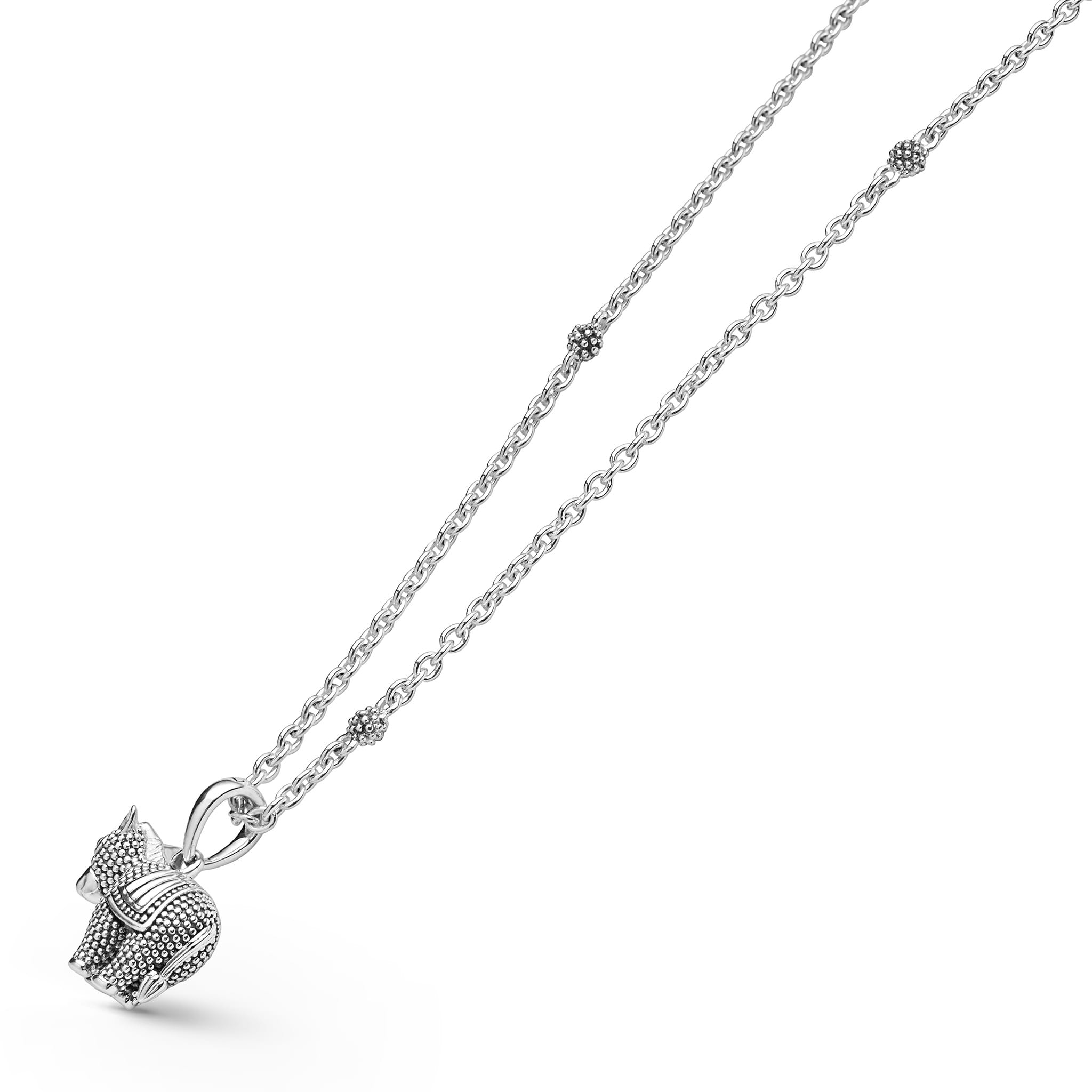 Side view of Sterling Silver Mini Donkey Pendant Necklace