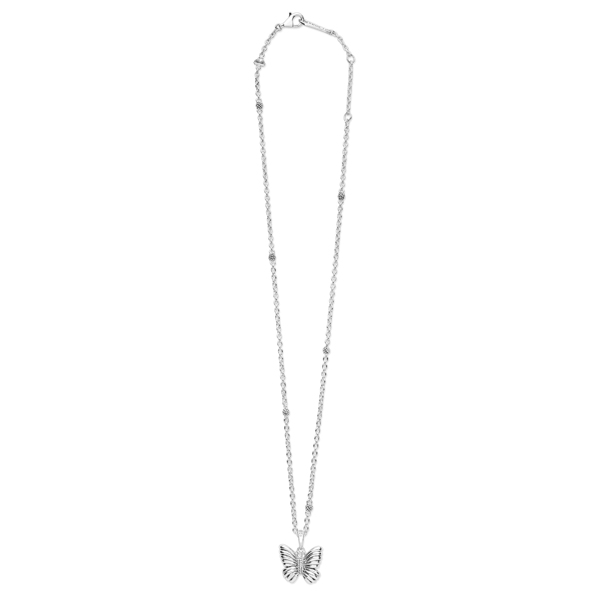 Full view of Sterling Silver Mini Butterfly Pendant Necklace