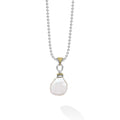 Luna Two-Tone Pearl Caviar Pendant Necklace features an irregular white baroque pearl hung from a sterling silver chain with 18K gold and caviar beading accents.