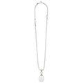 Luna Two-Tone Pearl Caviar Pendant Necklace with a baroque pearl drop, accented by 18K gold, sterling silver, and caviar beading on an adjustable ball-chain.