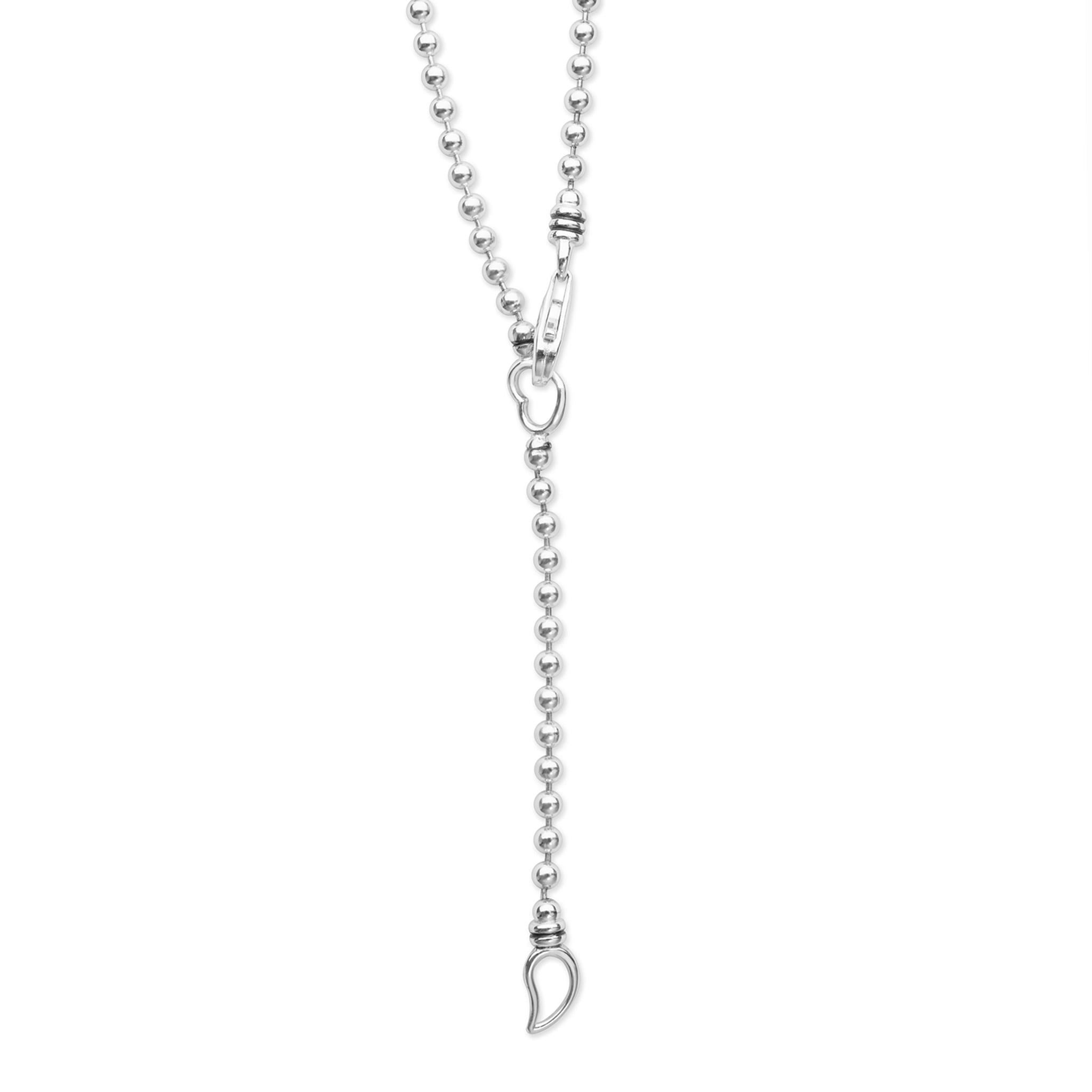 Luna Two-Tone Pearl Caviar Pendant Necklace featuring a luminous pearl with 18K gold and sterling silver accents on a bead chain with Caviar beading and clasp.
