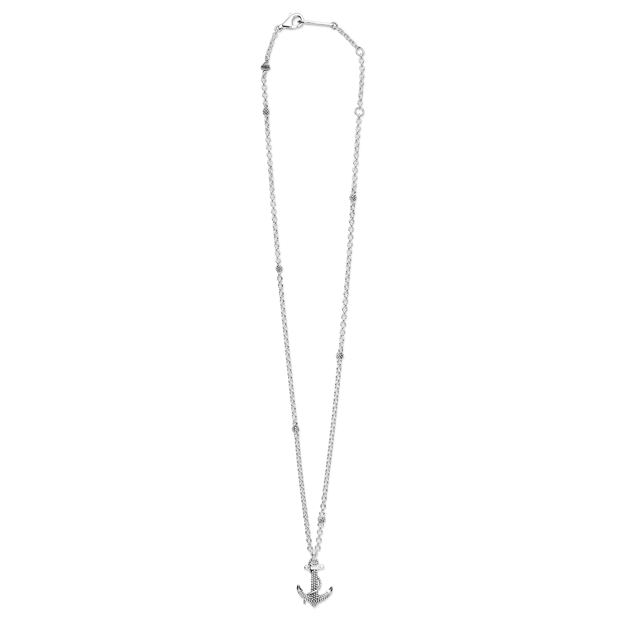 Full view of Sterling Silver Mini Anchor Pendant Necklace