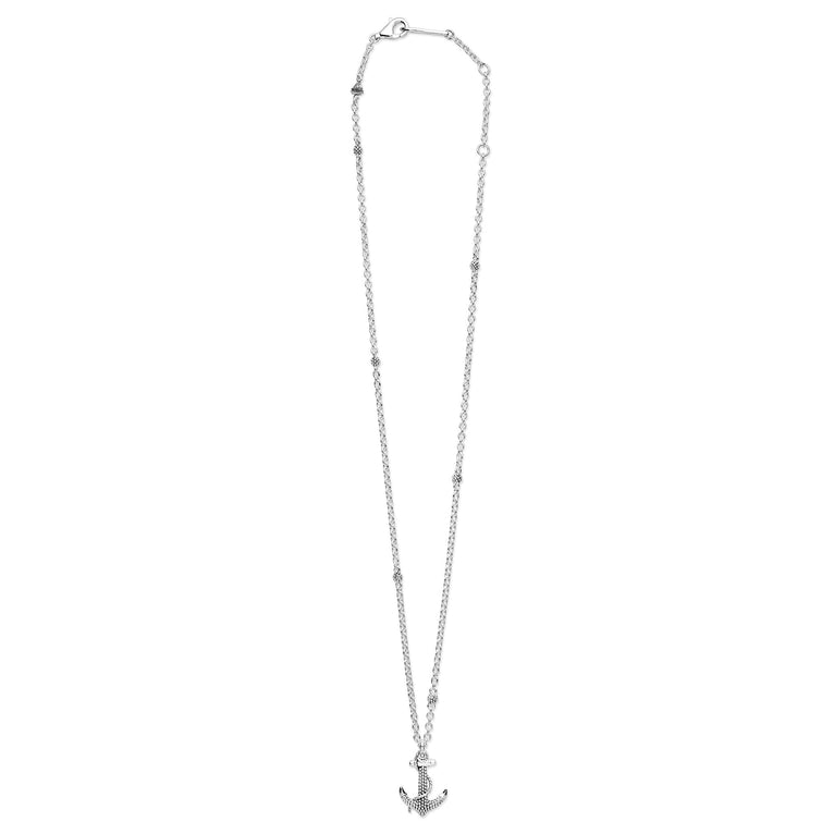 Full view of Sterling Silver Mini Anchor Pendant Necklace