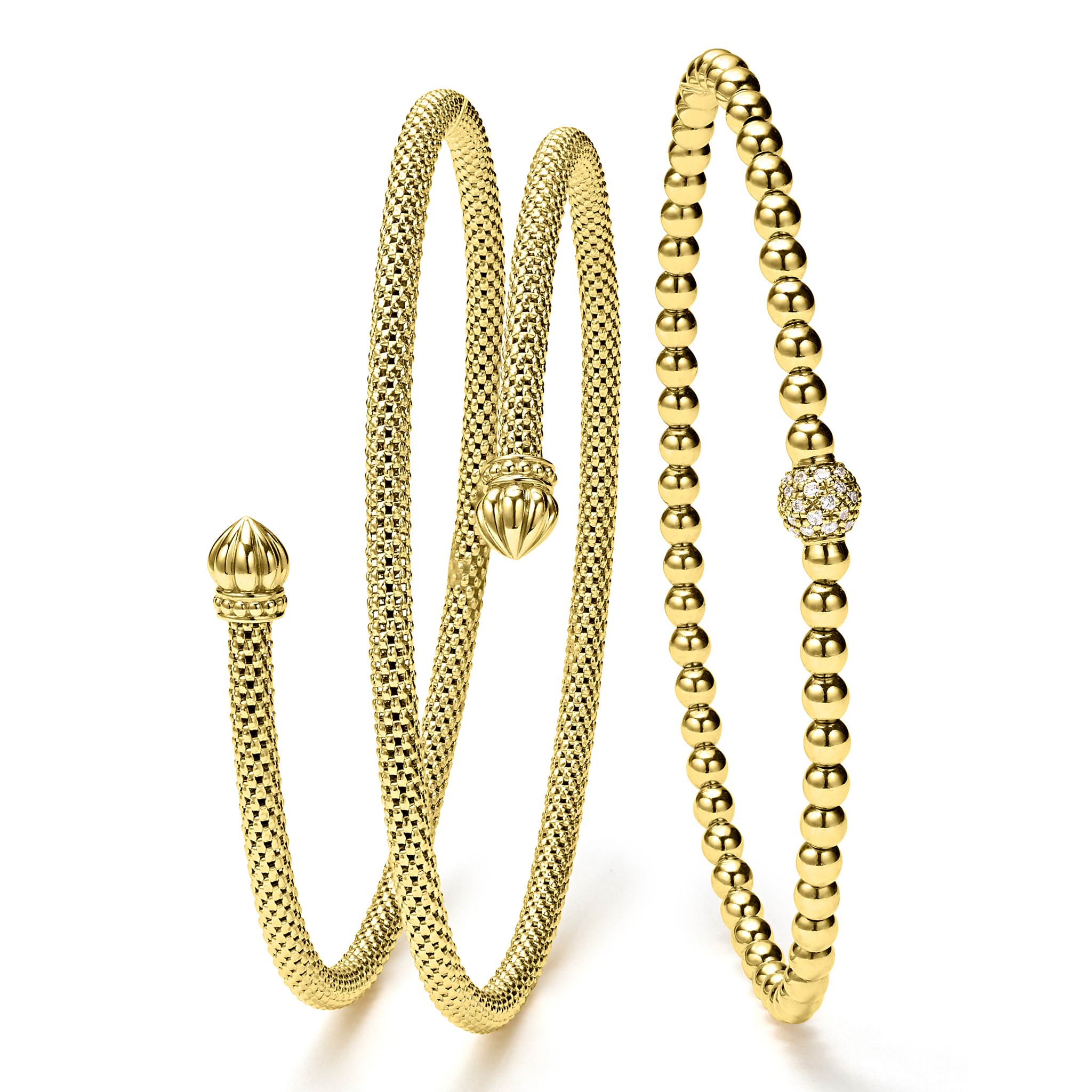 A LAGOS Exclusive. The ideal gift set that includes two 18K gold Caviar beaded bracelets.