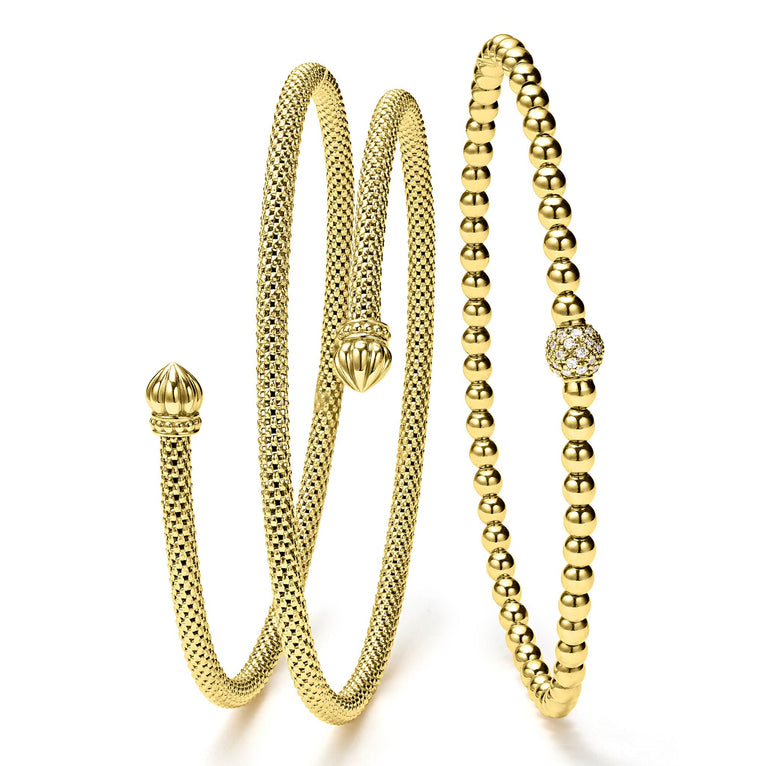 A LAGOS Exclusive. The ideal gift set that includes two 18K gold Caviar beaded bracelets.