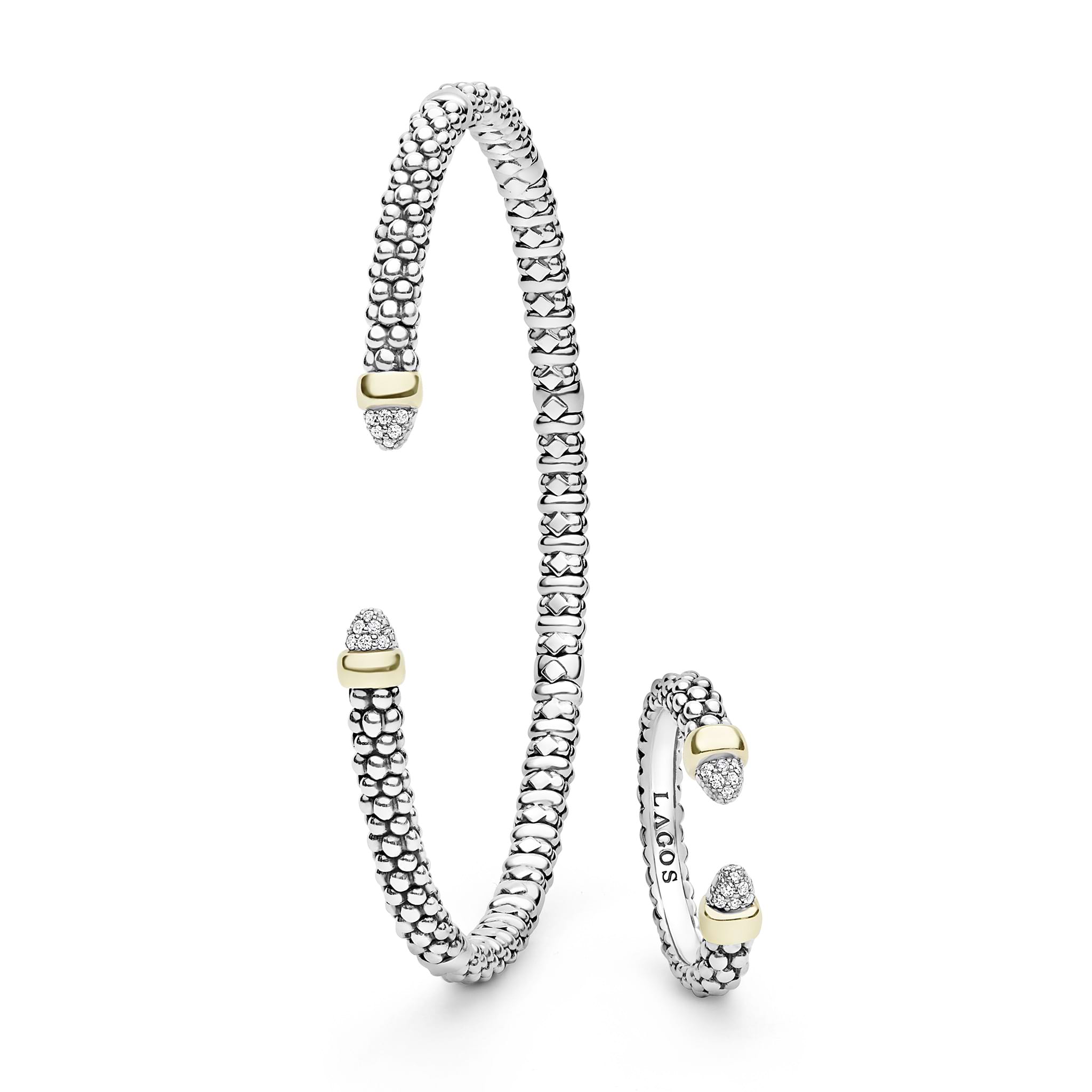 Signature Caviar Two-Tone Diamond Mini Versa Bracelet & Ring Gift Set
