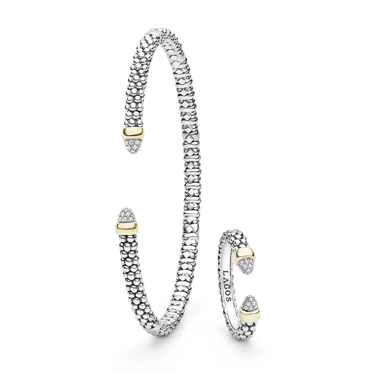 Signature Caviar Two-Tone Diamond Mini Versa Bracelet & Ring Gift Set