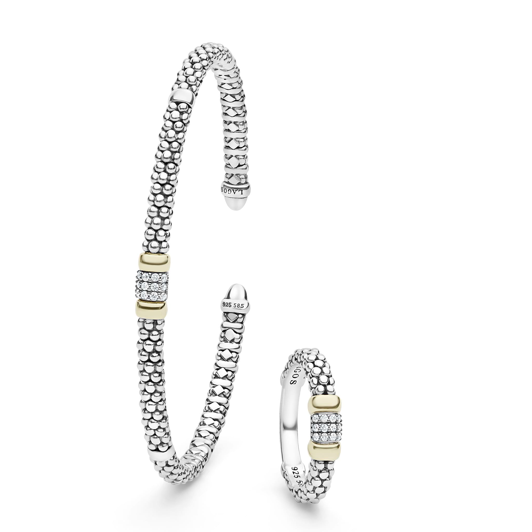 Signature Caviar Two-Tone Diamond Mini Versa Bracelet & Stacking Ring Gift Set