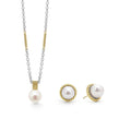 A LAGOS exclusive. One set of 18K gold cultured freshwater pearl necklace and earrings.