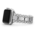 Smart Caviar 18K Gold and Stainless Steel Smart Caviar Gift Set featuring a polished smartwatch with a detailed metal bracelet of cube links and spherical beads.