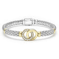 18K Gold, sterling silver and Diamond interlocking Bracelet 