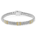 sterling silver bracelet with 18K Gold and Diamond stations