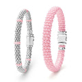 Set of two bracelets that complement each other perfectly with a pop of pink ceramic.