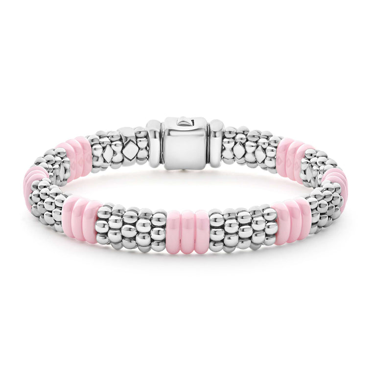 Pink Caviar Pink Ceramic and Sterling Silver Caviar Beaded Bracelet Gift Set